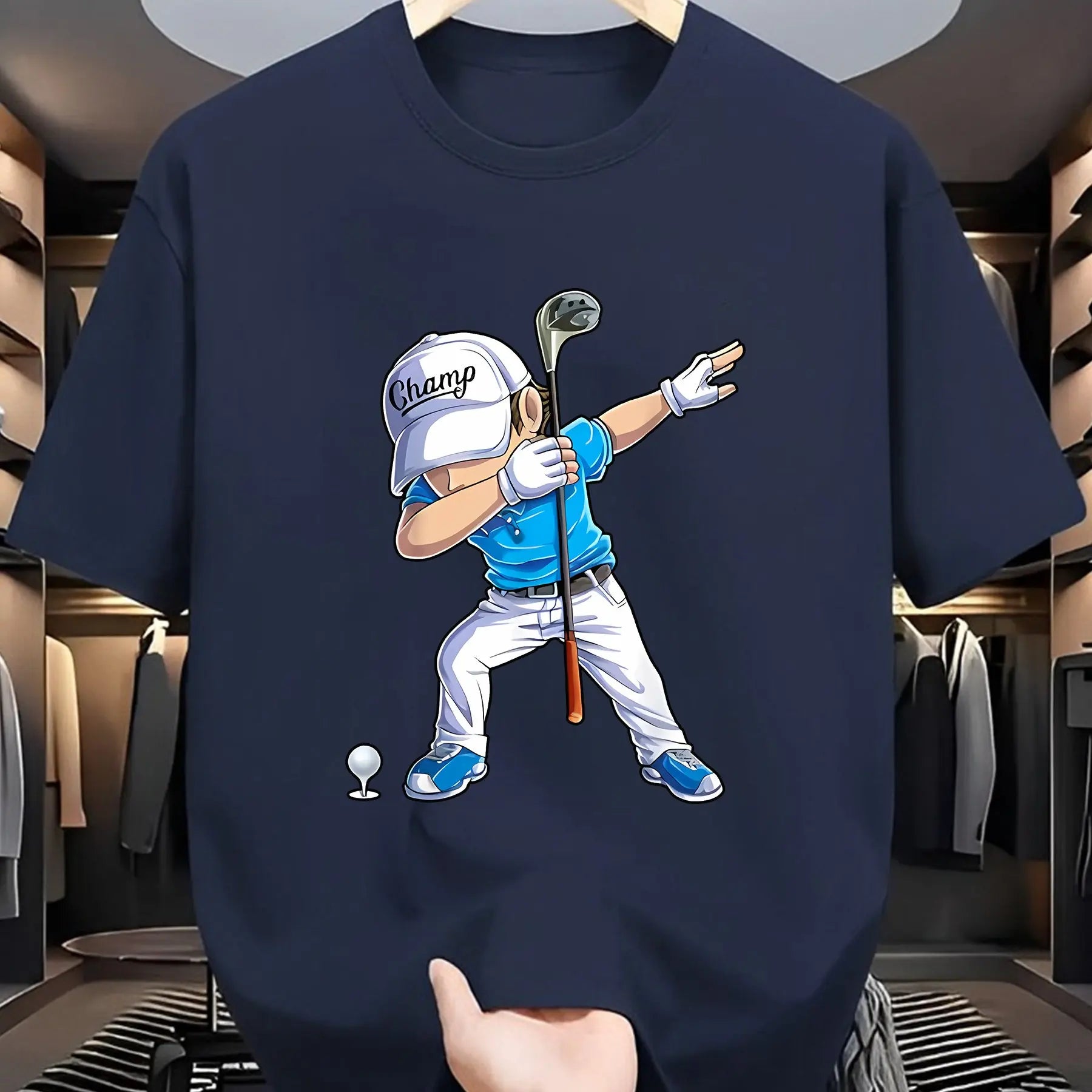 Golf Player Printed Round Neck T-shirt Top