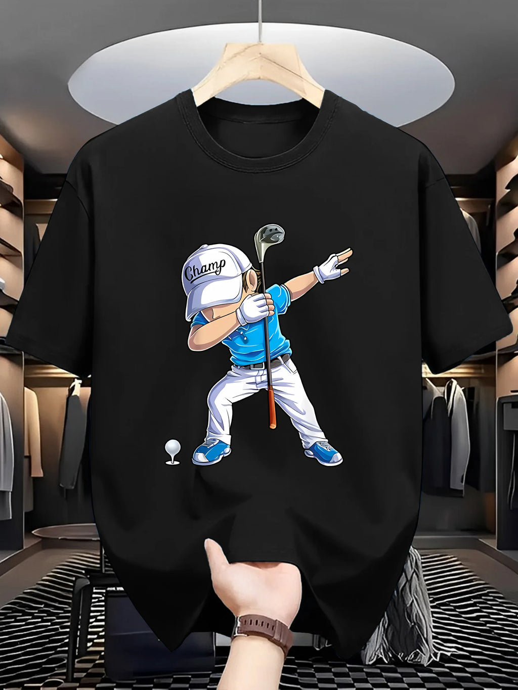 Golf Player Printed Round Neck T-shirt Top