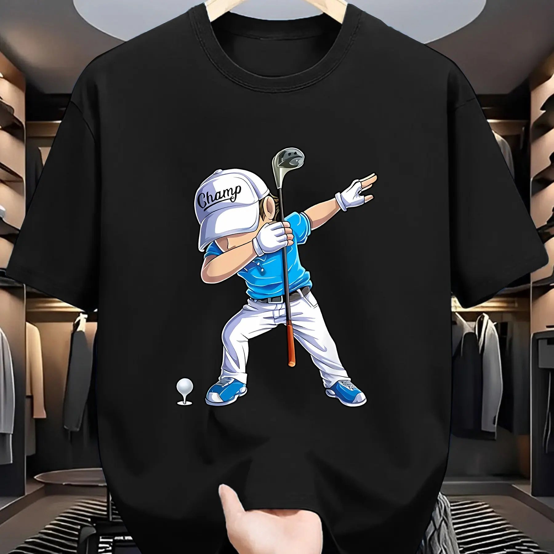 Golf Player Printed Round Neck T-shirt Top