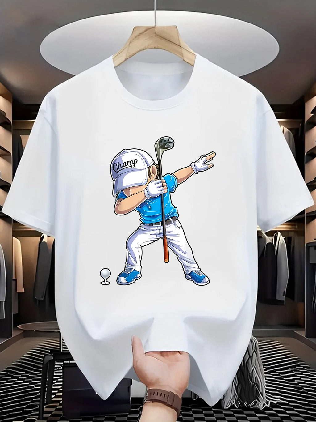 Golf Player Printed Round Neck T-shirt Top