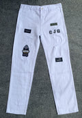 White Embroidery Skinny Ripped Jeans